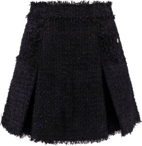 Balmain Hoge Taille Tweed Mini Rok Zwart Dames