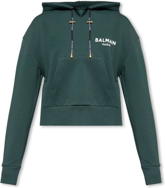 Balmain Sweatshirt with mini flocked Paris detail Groen Dames