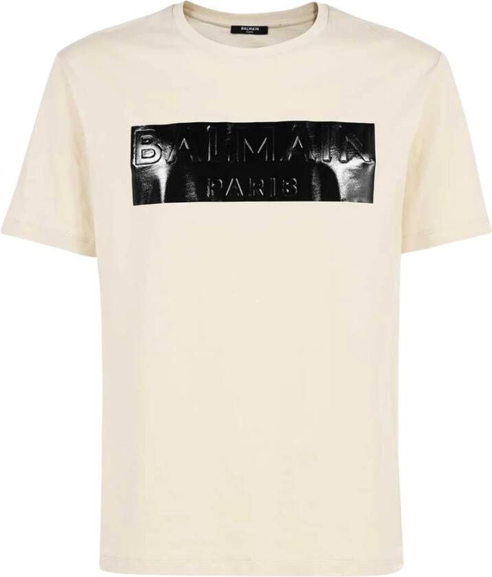 Balmain Iconisch Katoenen T-Shirt voor Heren Beige Heren