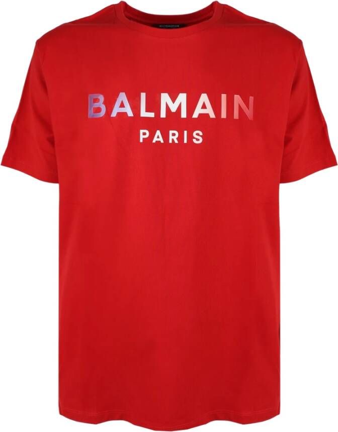 Balmain Iconisch Katoenen T-Shirt voor Heren Rood Heren