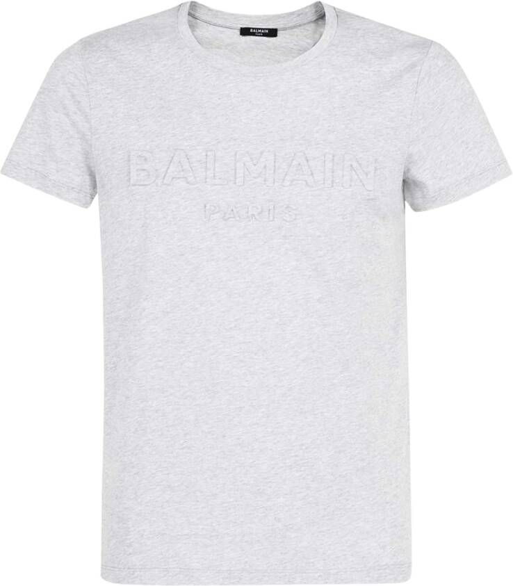 Balmain Iconisch Logo Katoenen T-Shirt Grijs Heren