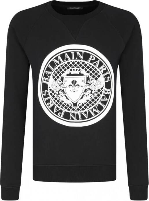 Balmain Iconische Katoenen Sweatshirt voor Casual Garderobe Zwart Heren