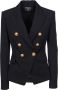 Balmain Jersey Blazer with Gold-tone Double-breasted Buttoned Fastening Zwart Dames - Thumbnail 1