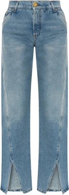 Balmain Hoge Taille Gescheurde Jeans Blauw Dames