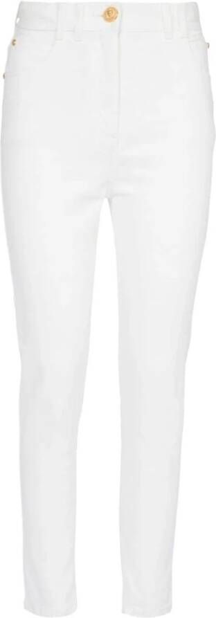Balmain Witte High-Waisted Slim-Fit Jeans White Dames