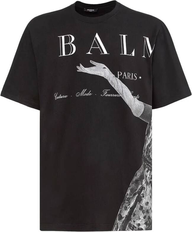 Balmain Jolie Madame Biologisch Katoenen T-Shirt Zwart Heren