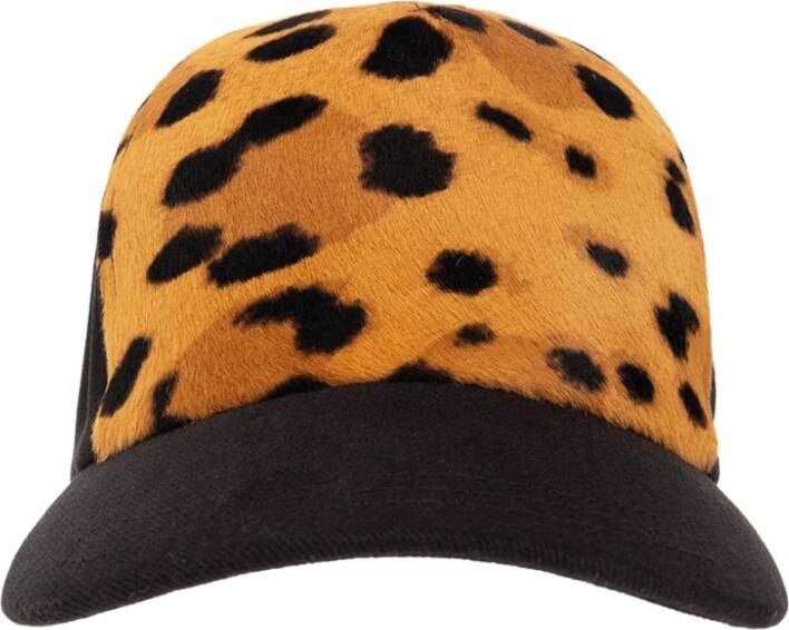 Balmain Leopard print leather cap Brown Dames