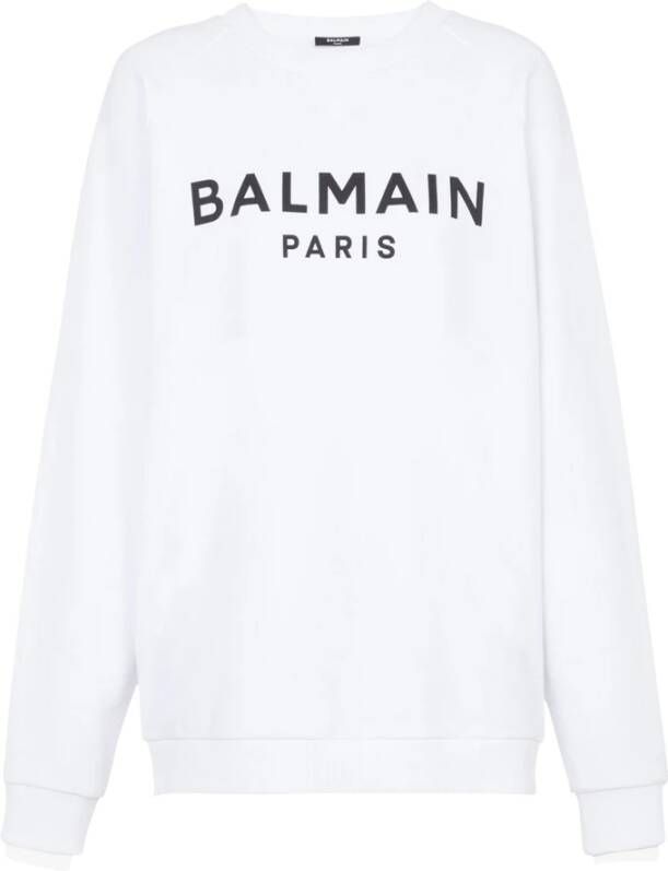 Balmain Katoenen bedrukte logo-sweatshirt Wit Heren