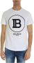 Balmain Katoenen Logo Velvet Tee Klassieke Pasvorm White Heren - Thumbnail 1