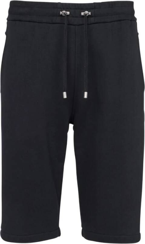 Balmain Cotton shorts with flocked Paris logo Zwart Heren