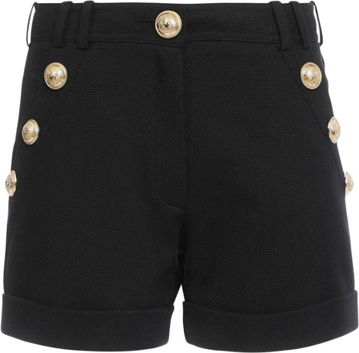 Balmain Katoenen shorts met lage taille Black Dames