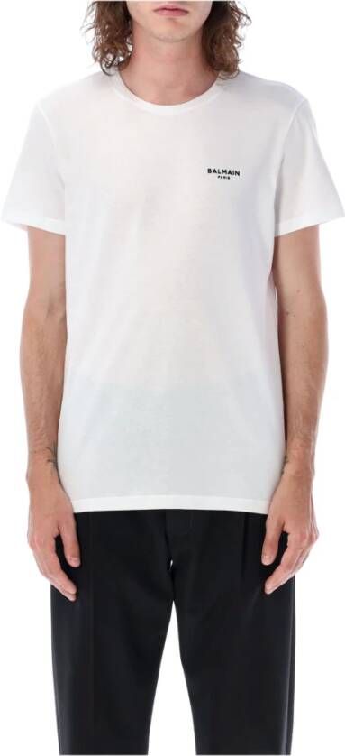 Balmain Klassiek Wit Mini Logo T-Shirt Wit Heren