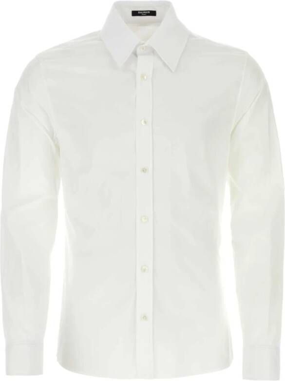 Balmain Klassieke Witte Poplin Overhemd White Heren