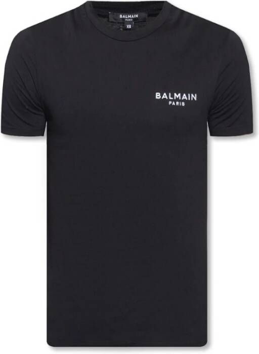 Balmain Klein gevlokt logo Eco-T-shirt Zwart Heren