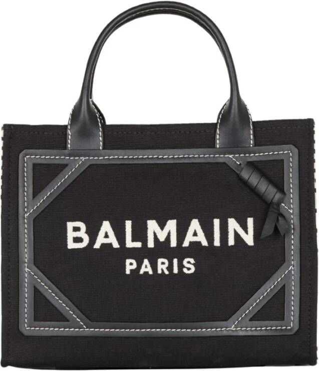 Balmain B-Army monogrammed canvas and smooth leather tote bag Zwart Dames