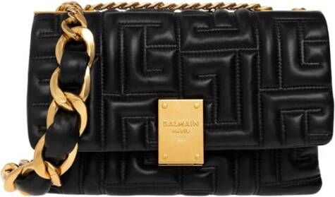 Balmain Crossbody bags Small 1945 Soft Bag in Quilted Leather in zwart
