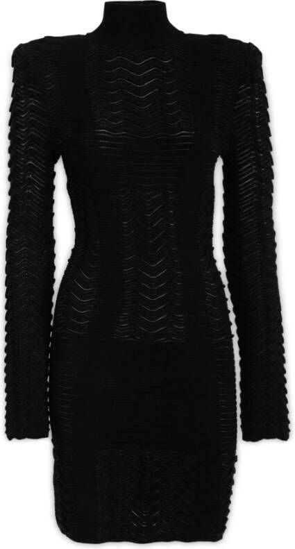 Balmain Knit high-neck dress Zwart Dames