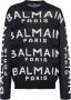 Balmain Zwarte Logo-Intarsia Gebreide Trui Black Heren - Thumbnail 1