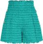 Balmain Tweed Shorts met hoge taille en franje detail Green Dames - Thumbnail 1