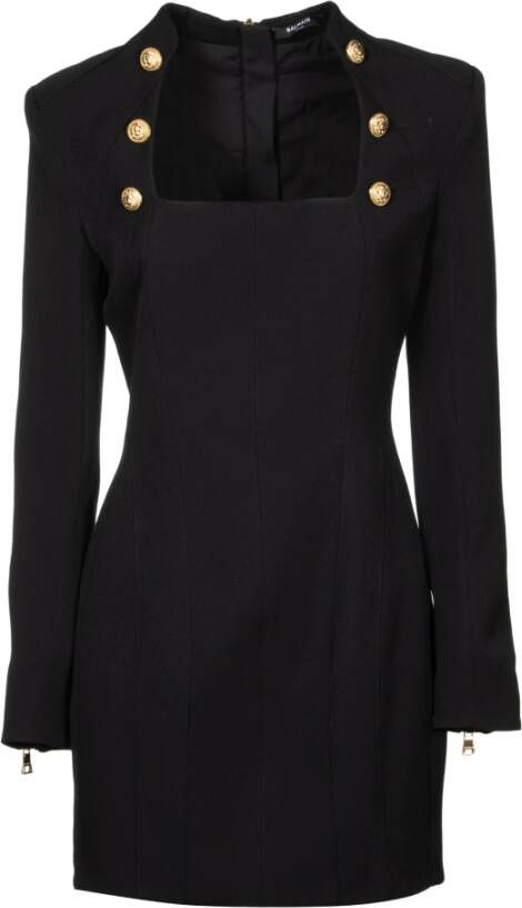 Balmain Dress with decorative buttons Zwart Dames