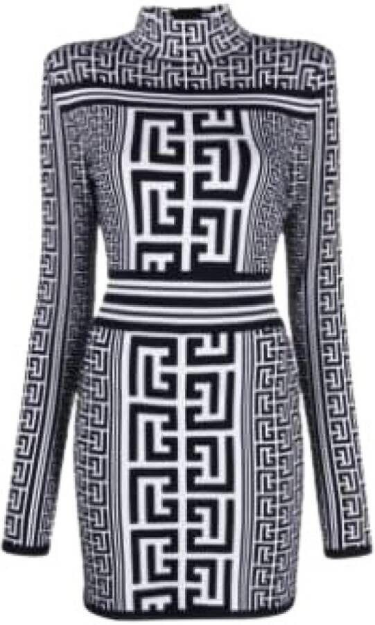 Balmain Korte Monogram Jurk Grijs Dames