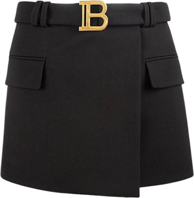 Balmain Korte Wollen Rok Zwart Dames