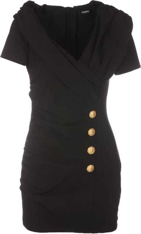 Balmain Korte Zwarte Mini Jurk Zwart Dames