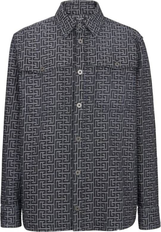 Balmain Langemouwshirt met Logopatroon Zwart Heren