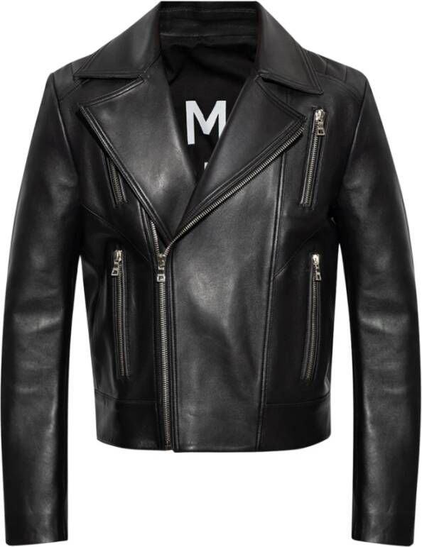 Balmain Leather Jacket Zwart Heren
