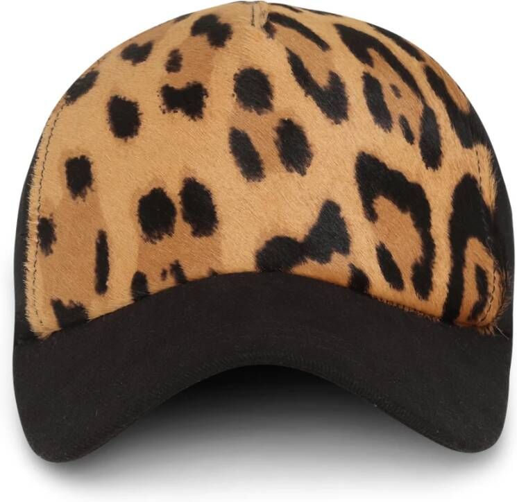 Balmain Leopard print leather cap Bruin Dames
