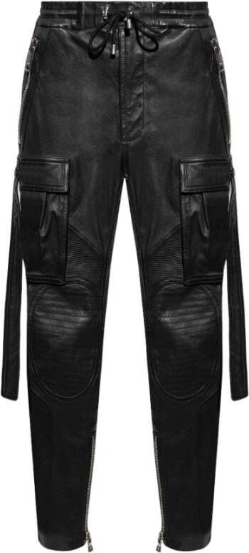 Balmain Pantalon en cuir à strap Black Heren