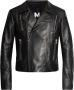 Balmain Blouson biker en cuir Zwart Heren - Thumbnail 1
