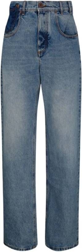 Balmain Contrast-effect denim straight cut jeans Blue Heren