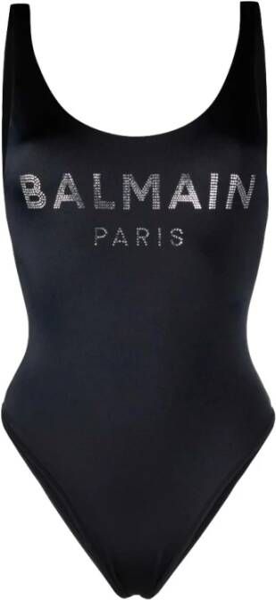 Balmain Logo Badpak Zwart Open Rug Black Dames