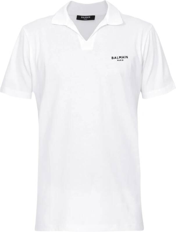 Balmain logo polo shirt in eco-responsible cotton White Heren
