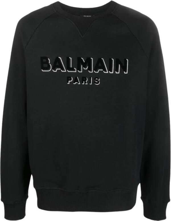 Balmain Zwarte Sweatshirt van Biologisch Katoen met 3D Logo Print Zwart Heren