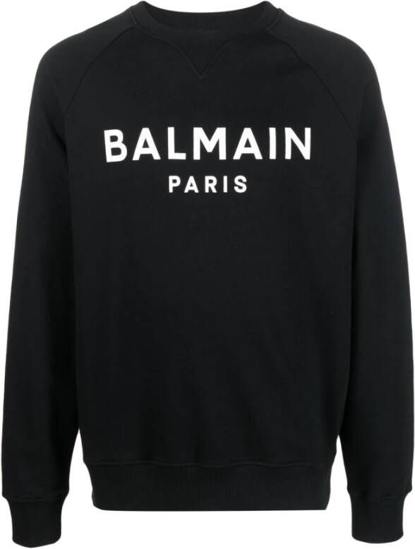 Balmain Logo-Print Crew-Neck Sweatshirt Black Heren