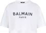 Balmain Milieuvriendelijk verkorte katoenen T-shirt met logo opdruk Wit Dames - Thumbnail 1