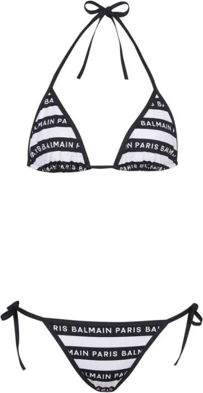 Balmain Logo-Print Halterneck Bikini Zwart Dames