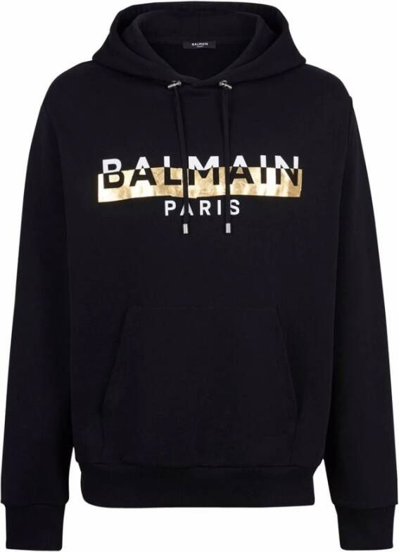 Balmain Logo-Print Hoodie Zwart Heren
