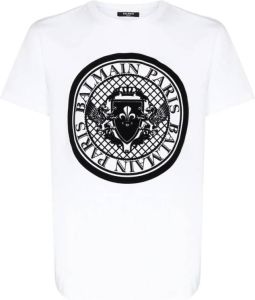 Balmain Logo Print Katoenen T-shirt Wit Heren