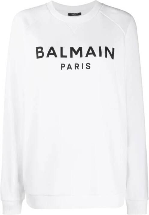Balmain Logo Print Sweatshirt Wit Dames