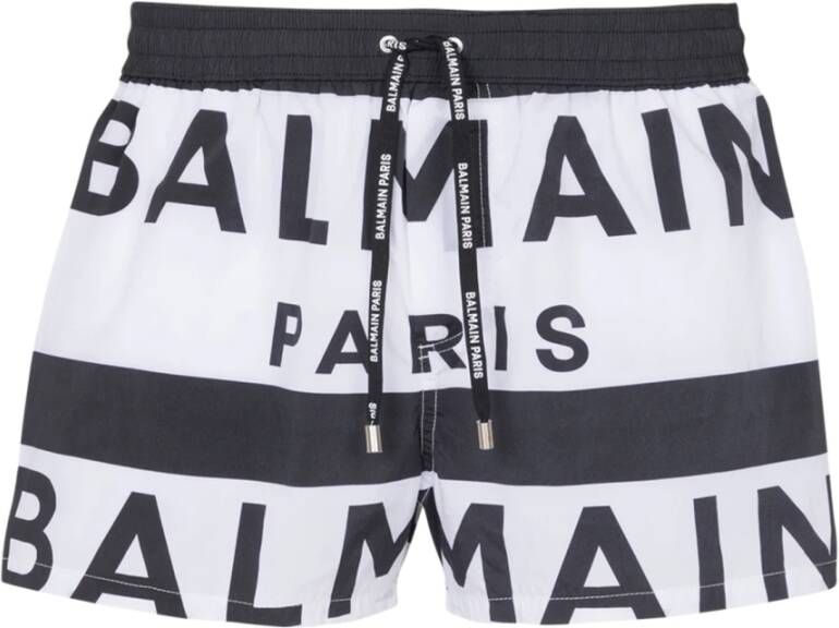 Balmain Zwembroek met logo Zwart Heren
