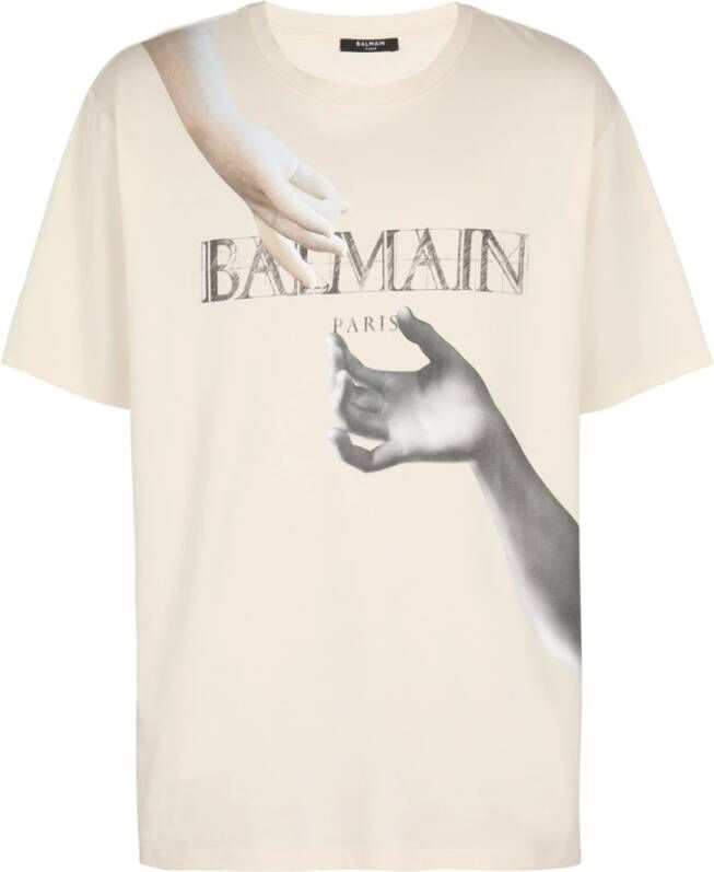 Balmain Loszittend standbeeld T-shirt Wit Heren