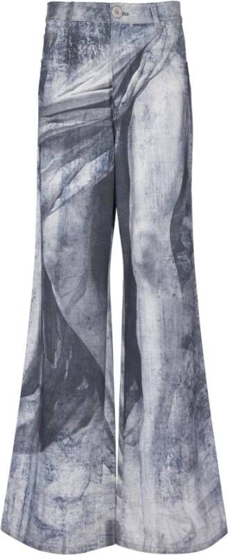 Balmain Wijdvallende jeans met beeldafdruk Gray Heren