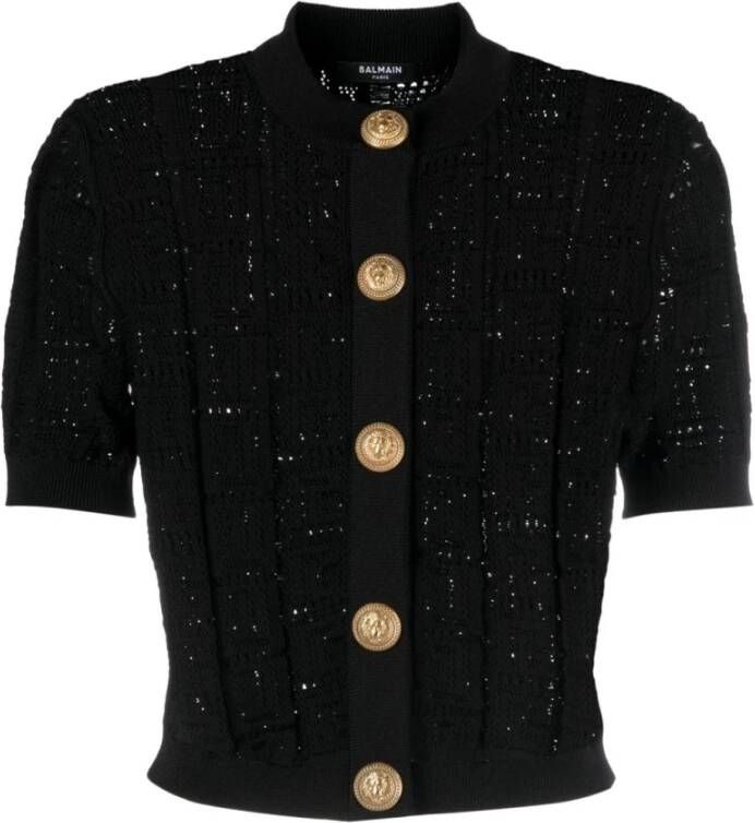 Balmain Luxe Gebreide Cardigan voor Vrouwen Zwart Dames