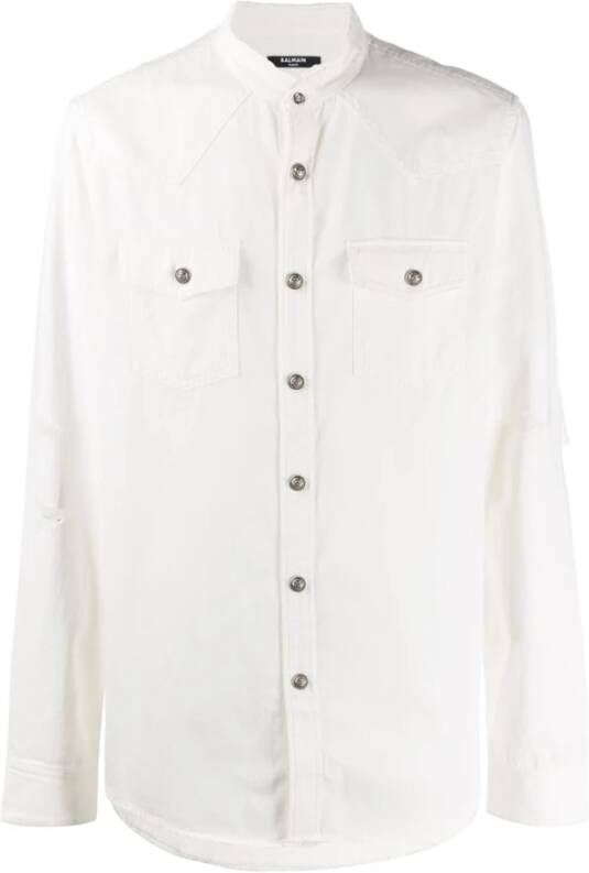 Balmain Luxe Katoenen Denim Overhemd White Heren