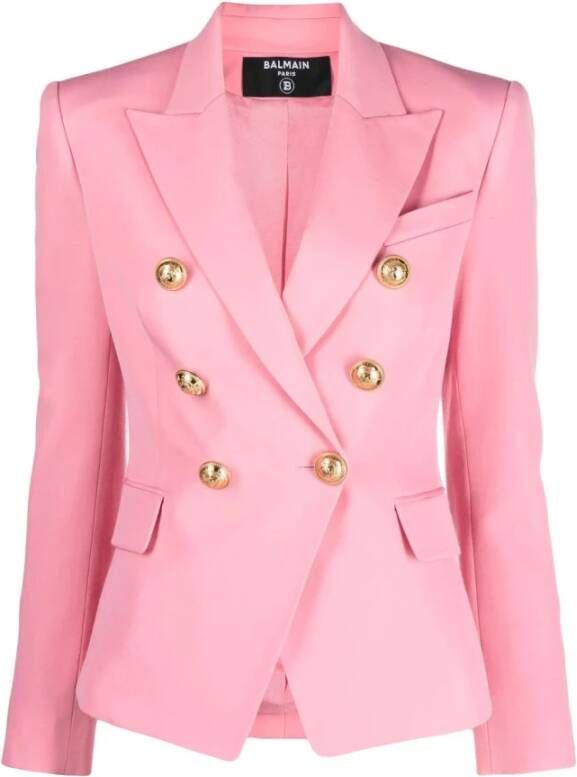 Balmain Luxe Roze Buitenjas Ss23 Roze Dames