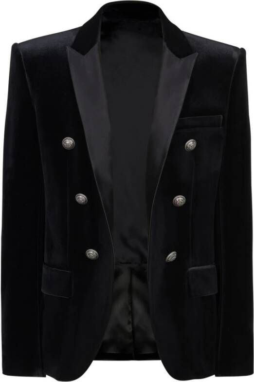 Balmain Luxe Velvet Blazer Zwart Heren