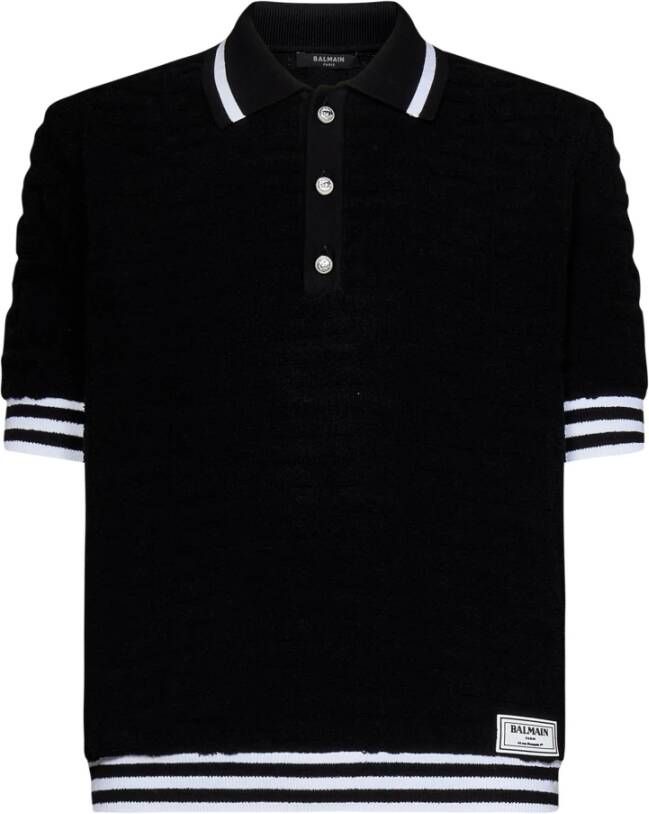 Balmain Luxe Zwarte Terry Polo Shirt Zwart Heren
